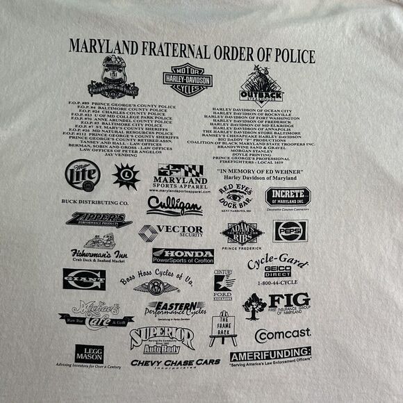 Vintage United We Ride Maryland FOP Men’s Size 2XL Tee Y2K Biker Distressed - Picture 15 of 16